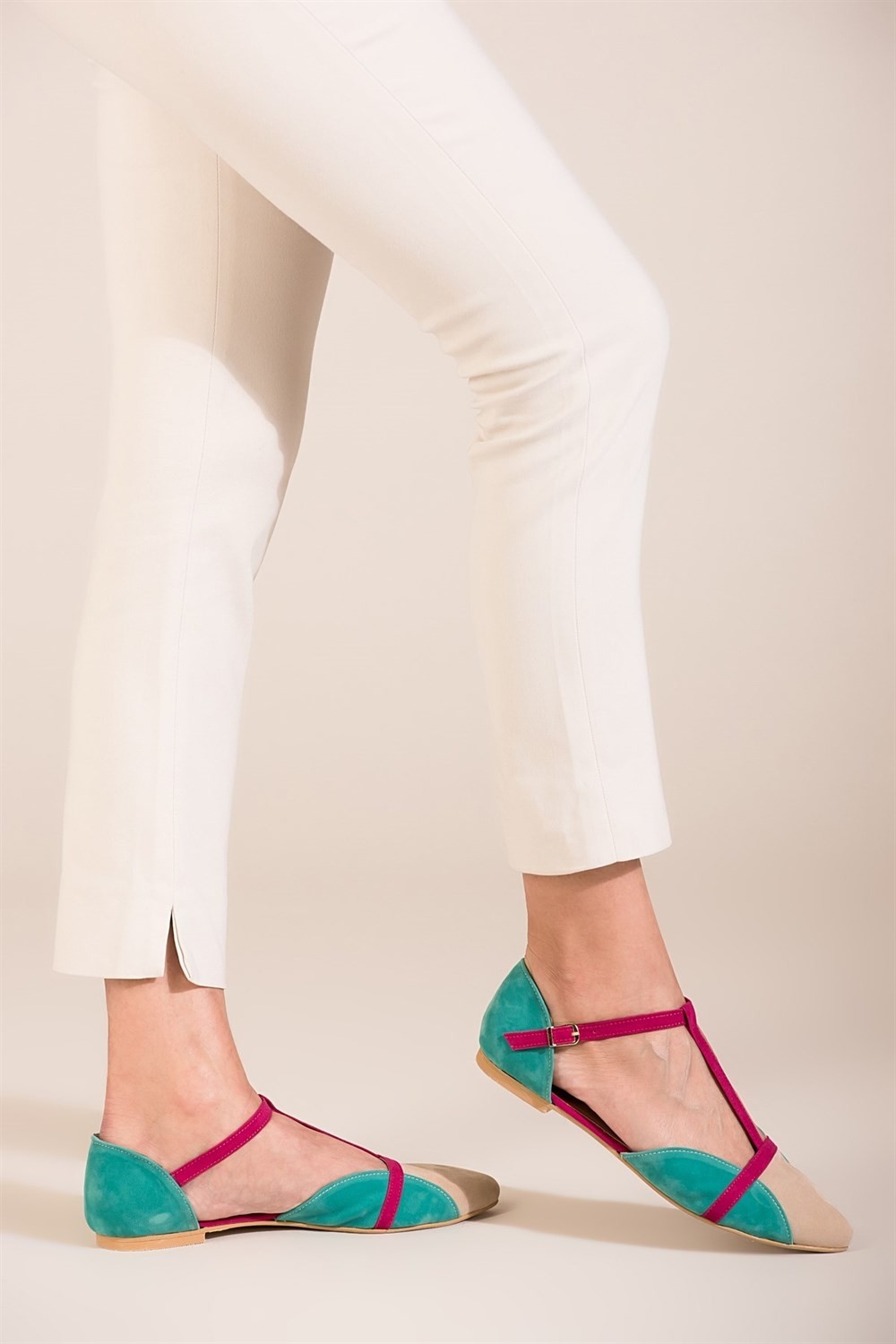 Fox Shoes Saks Mavi/Su Yeşili Kadın Babet B726881802