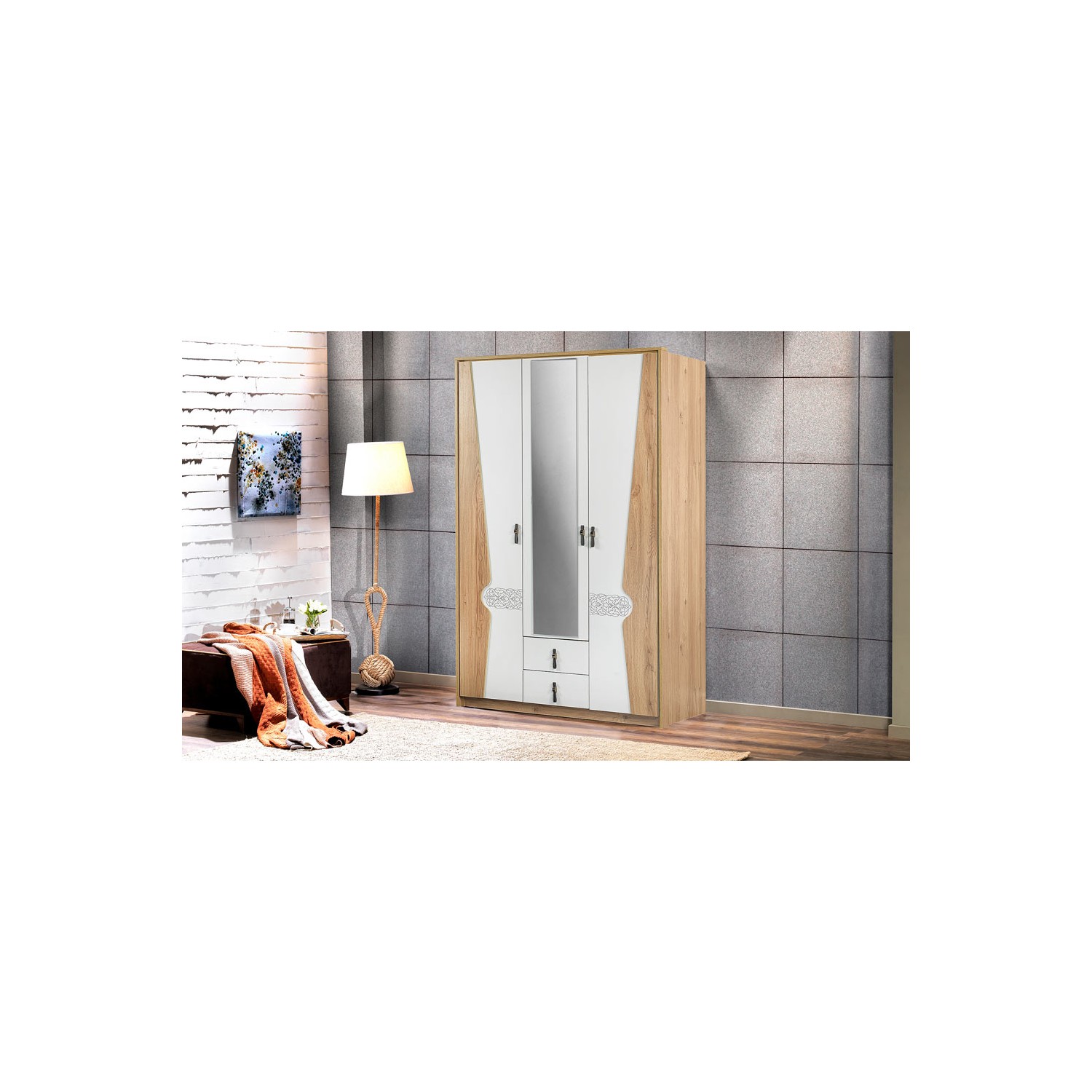 Yıldız Mobilya Mimoza Aynalı 3 Kapaklı 2 Çekmeceli Gardırop Fiyatı