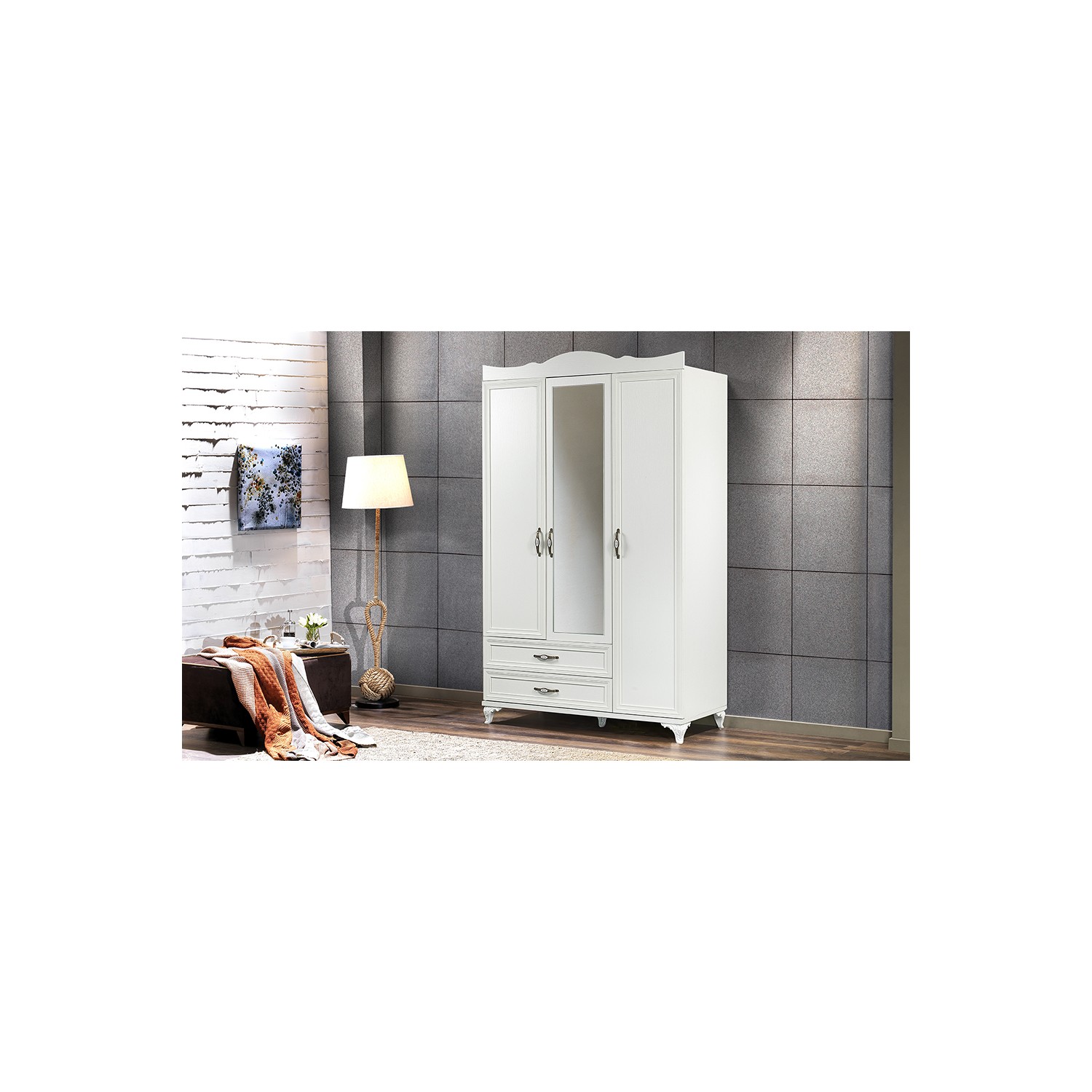 Yıldız Mobilya Meltem Aynalı 3 Kapaklı 2 Çekmeceli Gardırop Fiyatı