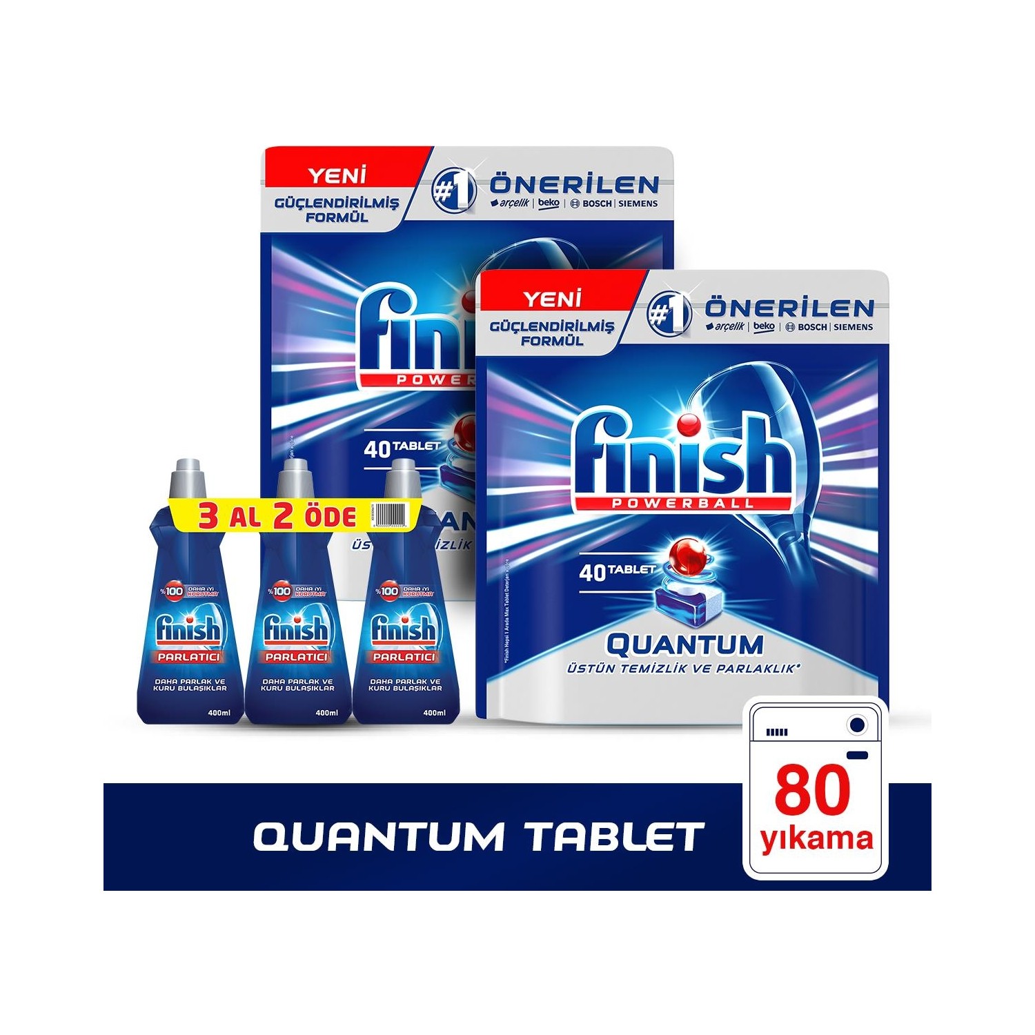 Finish Quantum 80 Tablet Bulaşık Makinesi Deterjanı (40X2) + Fiyatı