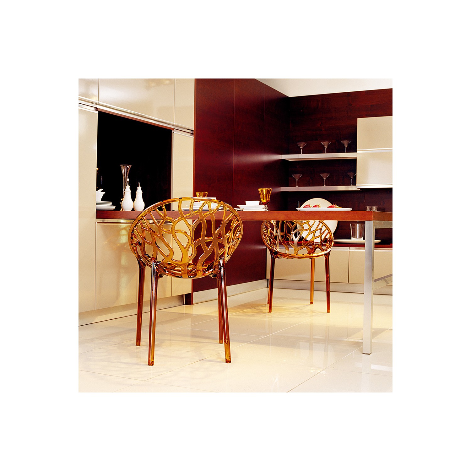 Siesta Contract Crystal Sandalye Kahverengi Transparan Fiyatı