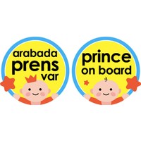 BabyJem Vakumlu Araba Cam Yazısı (Arabada Prens Var) / Mavi