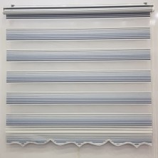 Dekoronyedi Krem Simli Bambu Zebra Perde Etek Oyması