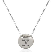 İndigo Takı Kişiye Özel İsimli Küçük Yuvarlak Plaka Gümüş Kolye