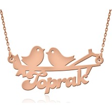 İndigo Takı Rose Kuş Desenli İsimli Gümüş Kolye