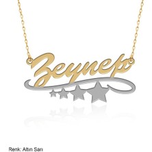 İndigo Takı Çift Renk Kişiye Özel Yıldız Desenli İsimli Gümüş Kolye