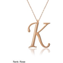 İndigo Takı Uzun Zincir Büyük Harf Gümüş Kolye