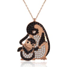 İndigo Takı Anne Bebek Penguen Rose Gümüş Kolye