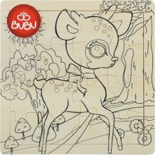 Bubu 16 Parça Boyanabilir Ahşap Puzzle Ceylan