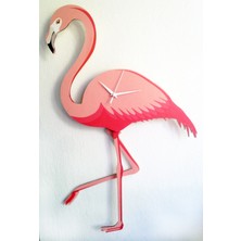 Markakanvas Flamingo Ayağı Sallanır Sarkaçlı Dekoratif Duvar Saati