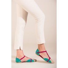 Fox Shoes Ten Fuşya Yeşil Kadın Babet B726881802