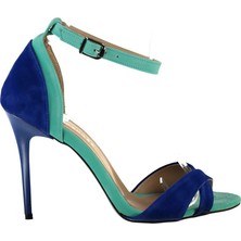 Fox Shoes Su Yeşili Saks Kadın Topuklu Ayakkabı B922113802