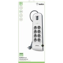 Belkin BSV804VF2M 8'li 2M Akım Korumalı Priz + 2x2.4A USB Girişi