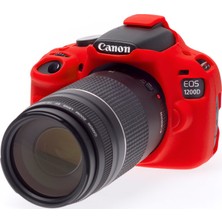 Easycover Canon 1200D Silikon Kılıf + Ekran Koruyucu (Kırmızı)