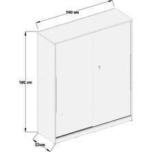 Aeka Kamer Ae-4001 Zambak Sürgü Kapaklı 2 Çekmeceli Gardırop - Beyaz Meşe