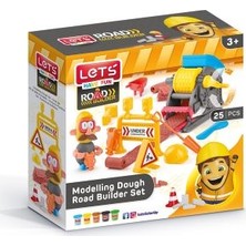 Let's Yol İnşaatı Seti 5 x 75 gr Oyun Hamuru Ve 20 Parça Modelleme Kalıbı