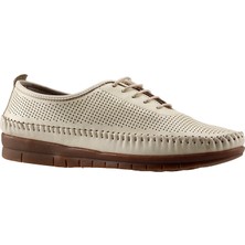 Full Comfort Bej Deri Kadın Dolgu Ayakkabı