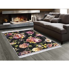 Dekoreko İpek Dijital Saçaklı Yıkanabilir Kaymaz Taban Halı 1918 Desen 1 80 x 120 Cm