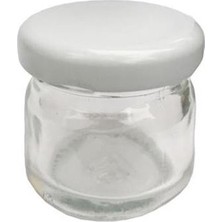 Elite Kavanoz 10 Adet Mini Cam Kavanoz Bal Kavanoz Bebek Nikah Şekeri Beyaz Kapak 28,5 cc 3,5 cm* 4 cm