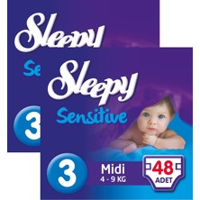 Sleepy Sensitive Bebek Bezi 3 Beden Midi Jumbo Paket 48X2 96 Adet