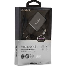 S-Link Swapp Çift USB 3.1A Metal Ev Şarjı Ve Lightning Kablo SW-EHL32M