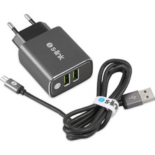 S-Link Swapp Çift USB 3.1A Metal Ev Şarjı Ve Micro USB Kablo SW-EHM34M