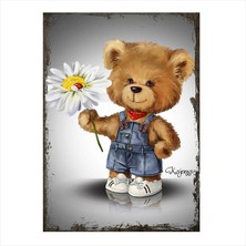 Cakasepetim Ahşap Tablo Sevimli Ayı Ve Papatya