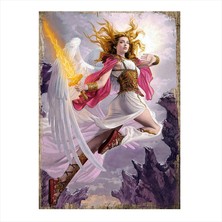 Cakasepetim Ahşap Tablo Savaşçı Melek Ve Alev Kılıcı