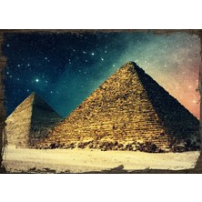 Tablomega Ahşap Tablo Piramitler ve Gece