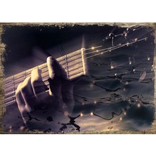 Cakasepetim Ahşap Tablo Gitar Parmaklar Su