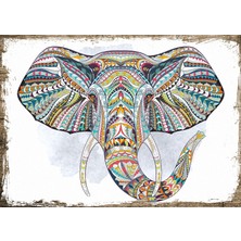 Cakasepetim Ahşap Tablo Desenli Fil Başı