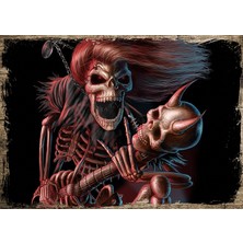 Cakasepetim Ahşap Tablo Rockçı Kuru Kafa