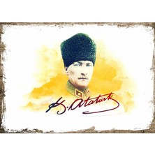 Tablomega Ahşap Tablo Mustafa Kemal Atatürk İmzası