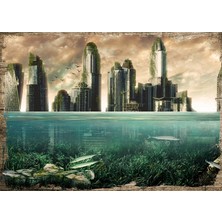 Cakasepetim Ahşap Tablo Su Şehir Fantezisi