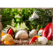 Tablomega Ahşap Tablo Mantar Biber Havuç