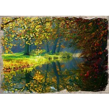 Cakasepetim Ahşap Tablo Orman Nehir Bahar