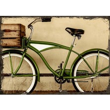 Tablomega Ahşap Tablo Nostaljik Yeşil Bisiklet