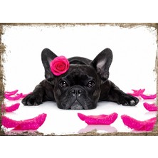 Cakasepetim Ahşap Tablo Çiçekli Köpek