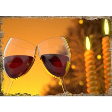 Cakasepetim Ahşap Tablo Mum Ve Şarap