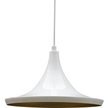 Bamyum Geniş Beyaz Metal Avize Mutfak Salon Cafe Ofis Masaüstü Hediye Tekli Sarkıt Lamba Aydınlatma