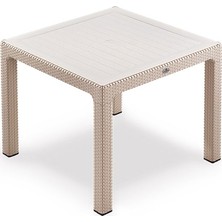 Novussi Classi 90G Rattan 90 Cm Kare Camli Masa - Kapoçino