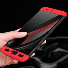 Case 4U Xiaomi Mi 6 Kılıf 3 Parçalı Tam Koruma Sert Mika Ays Kapak Siyah - Kırmızı