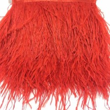 Brode Deve Kuşu Tüyü Kırmızı 12 cm 1 Metre