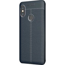 Microsonic Xiaomi Redmi Note 5 Pro Kılıf Deri Dokulu Silikon Lacivert