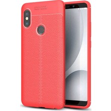 Microsonic Xiaomi Redmi Note 5 Pro Kılıf Deri Dokulu Silikon Kırmızı