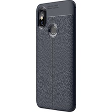 Microsonic Xiaomi Mi 8 Kılıf Deri Dokulu Silikon Lacivert