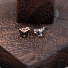 Sümer Telkari Kelebekli Rose Gümüş Küpe 2417