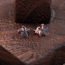 Sümer Telkari Deniz Yıldızlı Rose Gümüş Küpe 2437