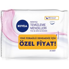 Nivea 3'ü 1 Arada Makyaj Temizleme Mendili Kuru/Hassas Cilt 25 Adet 1+1 Set Avantajlı Paket