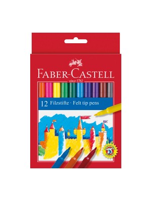 Faber-Castell UniColor 12'li Keçeli Kalem Seti Dayanıklı Parlak Renkler ile Ergonomik Tasarım